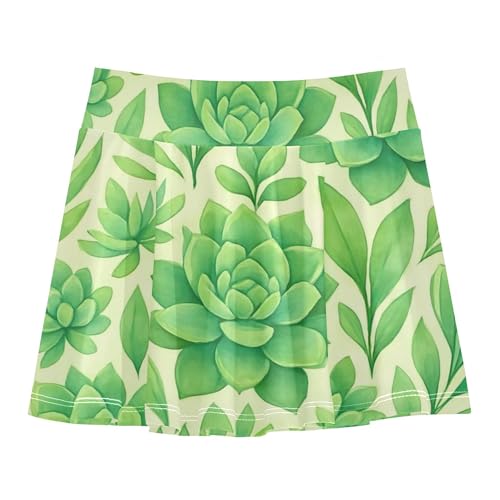 Joisal Athletic Shorts Girls Skorts Watercolor Green Succulents Skirts with Shorts Navy School 3t