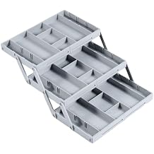2/3 Tier Drawer Organizer, Collapsible Multi Level Drawer Organizer Tray, Expandable Bathroom Desk Drawer Organizer Trays, Adjustable Compartments Storage Trays for Jewelry Single Row 3 Tiers