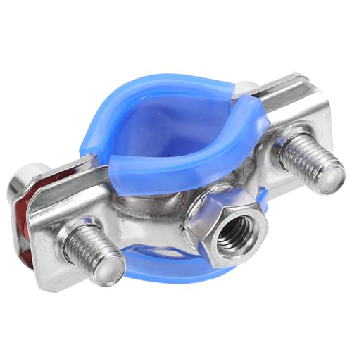 NUOBESTY Kit Abrazaderas para Silla de Oficina con Almohadilla de Cuero Azul, Acero Inoxidable, Compatible con Tubos de 25-27 Mm, Protector Anti Hundimiento para Muebles de Oficina
