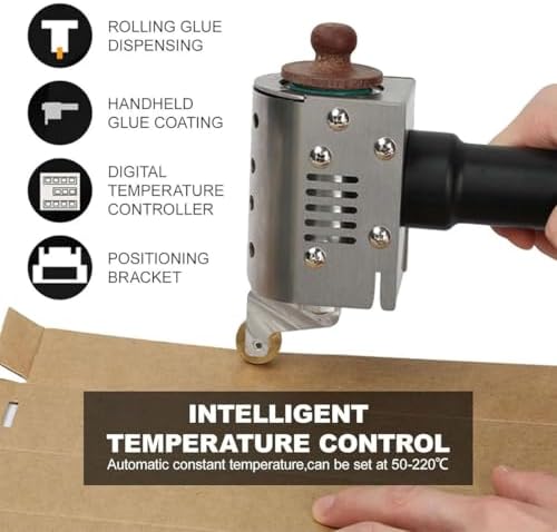 Hot Melt Glue Dispenser with Digital Display, Hand Push Adhesive Roller Machine, 50ml/150ml Capaci, Adjustable Temperature 50-220℃, Perfect for Crafting and DIY Projects