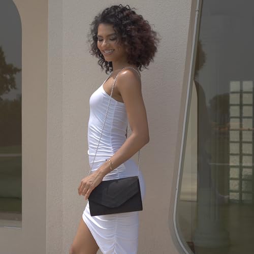 Milisente Evening Bag for Women, Suede Envelope Evening Purses Crossbody Shoulder Clutch Bag - Image 7