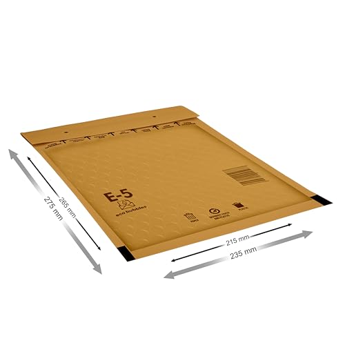 100 Versandtaschen Luftpolsterumschläge haftklebend Luftpolsterversandtaschen Luftpolstertaschen Gr. E/5 E5 braun (240mm x 275mm) Umschläge gepolstert Polsterumschlag Taschen
