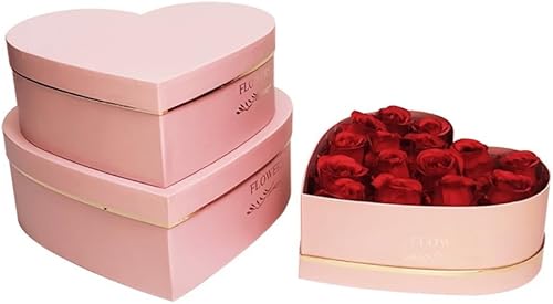 BBJ WRAPS Cajas de flores en forma de corazón con diseño dorado, caja de regalo floral para arreglos florales de lujo, suministros de floristería en