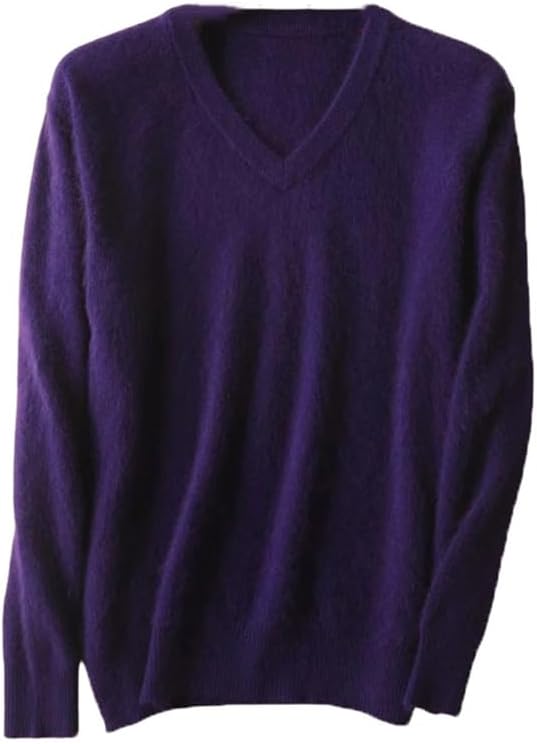 Men's Mink Cashmere Sweaters Solid V-Neck Casual Knit Pullovers Men Long Sleeve Warm Pullovers Jumper