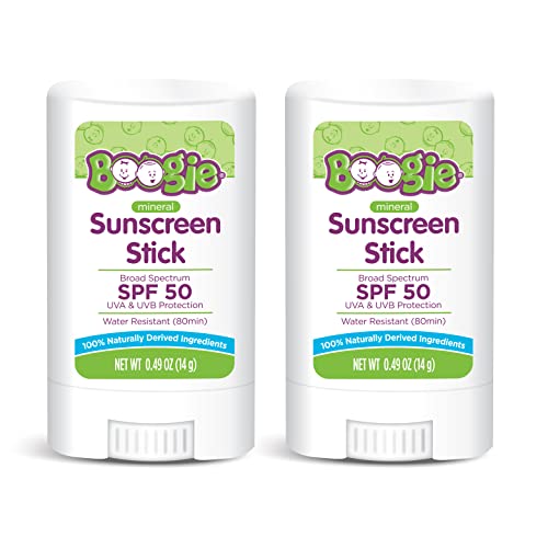 Image of Baby Sunscreen Stick by Boogie Block, Mineral Sunscreen SPF 50, FSA/HSA Eligible, Travel Size Sunblock for Kids, Zinc Oxide, Water Resistant, Vegan, Fragrance Free Pack of 2