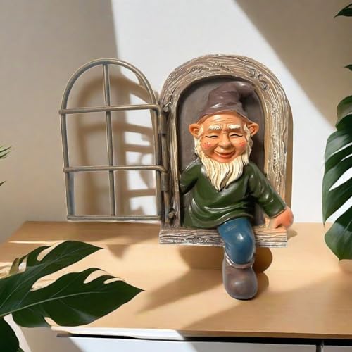 NIWWIN Adornos de árbol de Estatua de Resina 3D de gnomo de jardín, decoración de Estatua en Miniatura. Figura Linda Estatua Accesorios de jardinería para Interiores y Exteriores (Male)