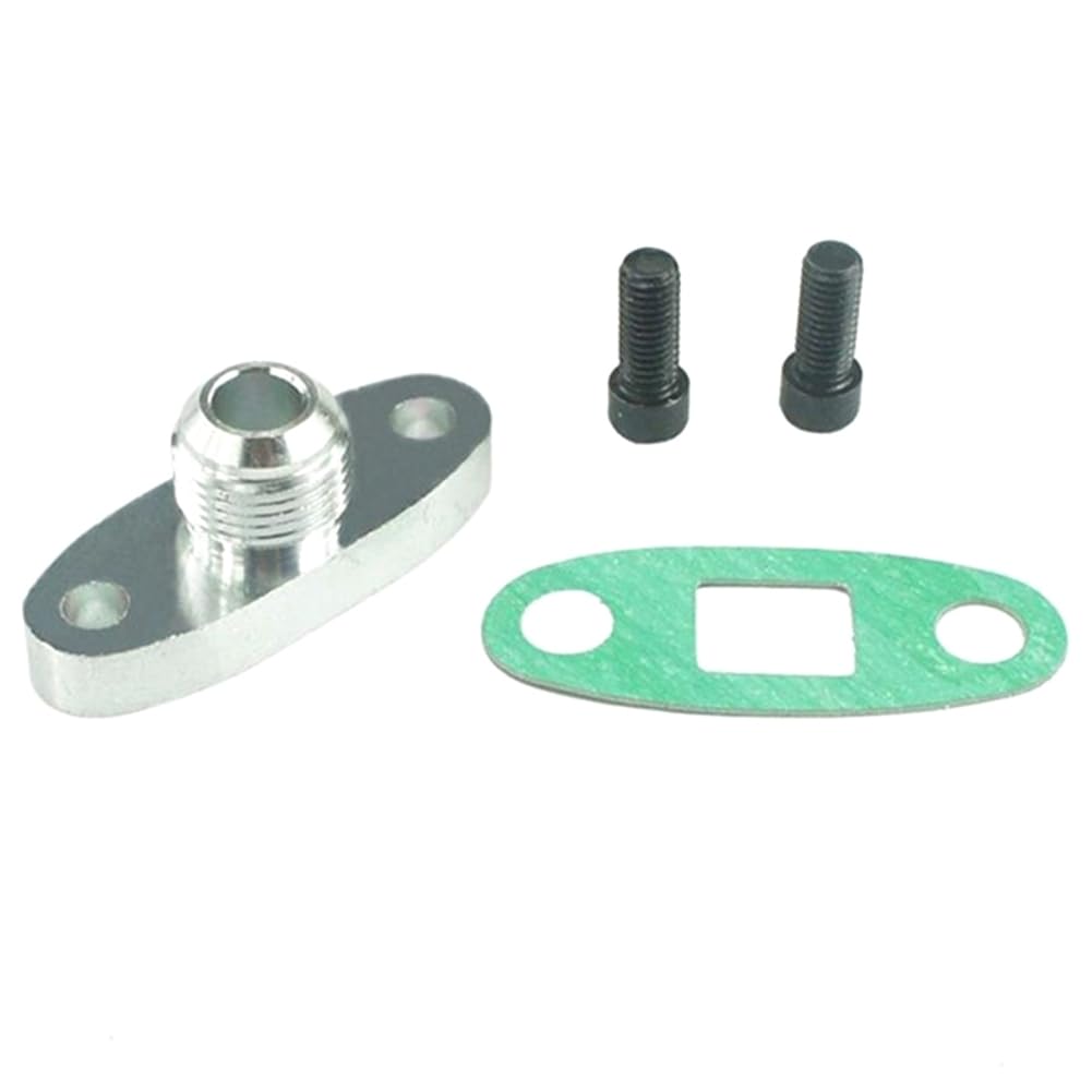 IJSDNVJNDX for T3 T4 T04 GT40 GT50 GT55 Compatible Turbo Oil Drain Outlet Flange Gasket Adapter Kit Set 10AN Fitting