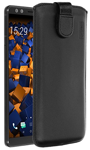 mumbi Echt Ledertasche kompatibel mit HTC U12+ Hülle Leder Tasche Hülle Wallet, schwarz