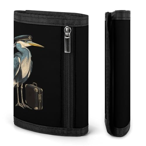 Herons Pilots Trifold Wallets for Men Women Ultra Thin Card Holder Purse with Zip Coin Pocket3