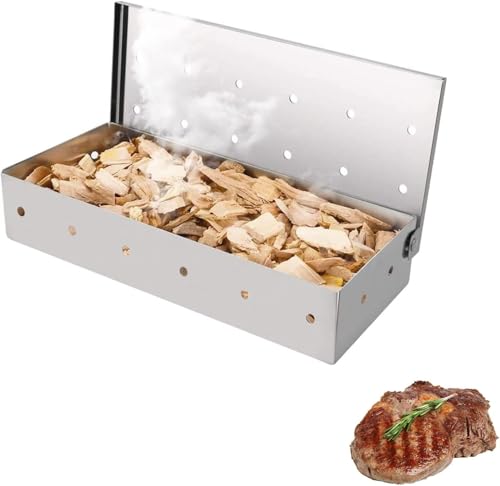 BBQ Barbecue Smoker Box,Stainless steel barbecue smoker box,Suitable for use on, charcoal，gas, Barbecue Grill and electric grills