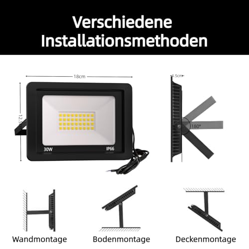 Wegoodlife 30W LED Floodlight Outdoor, Super Bright 2335LM Security Lights, 3000K Warm White Outdoor Wall Light - Image 3