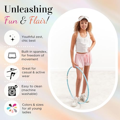 Dancina Girls Ombre Butterfly Shorts - Flowy Athletic 2-in-1 Preppy Skorts with Inner Pockets and Liner for Kids Ages 2-162