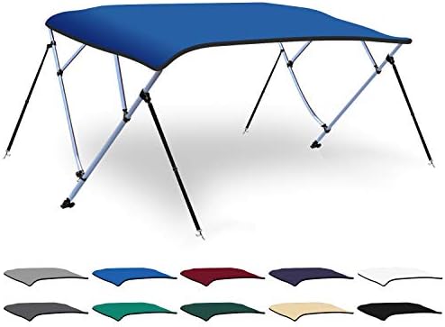 XGEAR 3-4 Bow Bimini Top Boat Cover with 4 Straps, Mounting Hardwares and Storage Boot, Full Size in Color Grey, Pacific, Navy, Black, Beige, Green, White