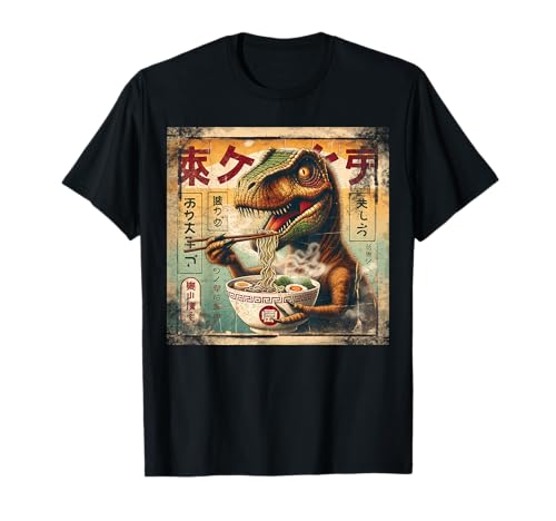 T Rex Ramen Fideos Dinosaurio Vintage Kawaii Anime Camiseta