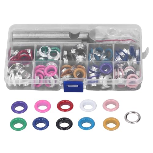 10mm Multi Color Grommet Kit,Metal Eyelets Kits Shoe Eyelets Grommet Sets Grommets and Eyelets with Install Tool for Shoes Bags Clothing Shoelaces