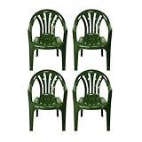 simpa Solana GREEN Stackable Low Back Plastic Garden Chairs - Set of 4