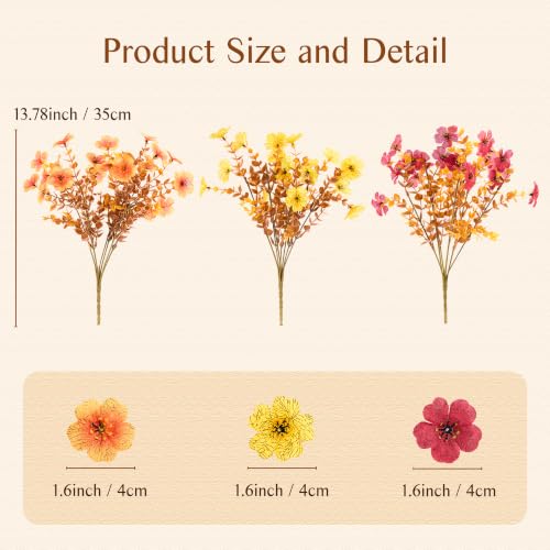 Lizzton 12 Bundles Artificial Flowers for Outdoors, UV Resistant Fall Mums — view 2