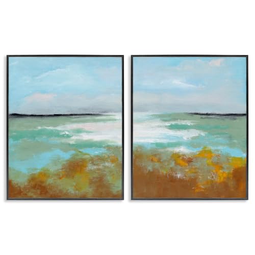 Moss Abstract Grassy Landscape, 11 x 14 Inch Framed Giclée Print Set