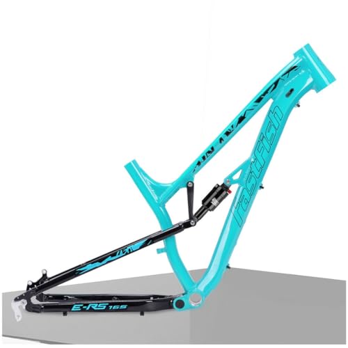 HIMALO Cuadro con Suspensión para Bicicleta De Montaña 27.5er Softtail Cuadro MTB 17'' Aleación De Aluminio Cuadro con Freno De Disco QR 135mm DH/XC/Am con Amortiguador Trasero(Color:Blauw)