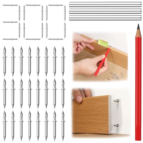 Baseboard Double Headed Nails: For Skirting Wood Trim Drywall - Rust-Resistant - No Drill - No Marks Includes 300 PCS Seamless Installation - 1 pair of hands 2 actions done in 3 seconds.