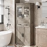 Garvee Meuble De Rangement Autoportant pour Salle De Bain De 170 Cm De Haut – 4 Portes, Ti...