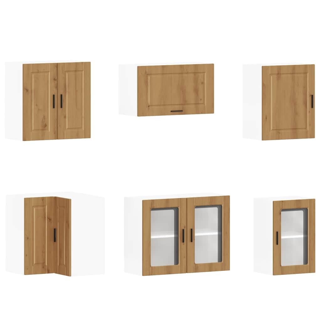11-TLG. Küchenzeile Porto Artisan-Eiche, Küchenschrank-Set aus Holzwerkstoff, Modulares Küchenmöbel-Set mit Spülenunterschrank, Hängeschränken und Eckunterschrank für viel Stauraum