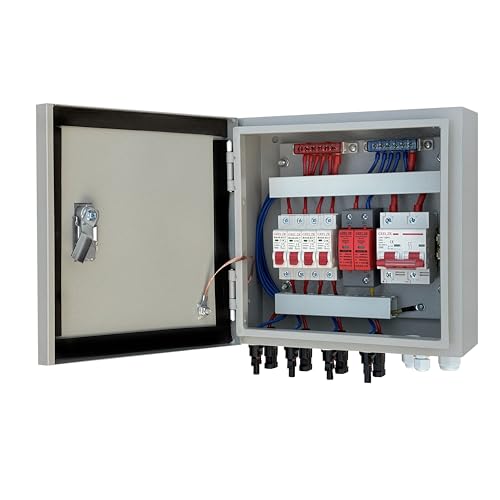 GXELZK - GXELZK Hardcover Solar Combiner Box with 4 Strings, 80 A Circuit Breakers. This pv Combiner Box is Suitable for Off-Grid Solar Power High-Power Version