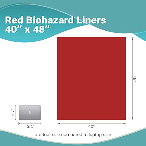 Image of APQ Pack of 25 Red Biohazard Waste Bag Liners 40 x 48 High Density Disposable Plastic Lab Bags 40x48 16 Micron 55 - 75 Preprinted Poly Waste Bags for Lab Health Applications, Wholesale Price