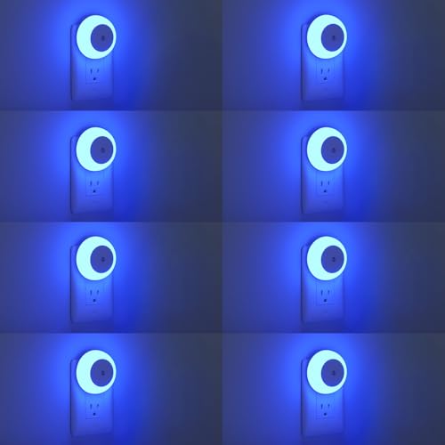 Image of fesnne Night Light, Night Lights Plug into Wall, Dusk to Dawn Sensor, Blue Led Night Light 0.5W, 8 Pack Nightlight for Adults, Bedroom, Bathroom, Hallway, Kitchen