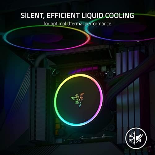 Razer Hanbo Chroma RGB All-In-One Liquid Cooler aRGB Pump Cap: Ultimate AIO Design - Quiet, Powerful aRGB Fans - Silent, Efficient Liquid Cooling - RGB Chroma aRGB - 240MM, Black