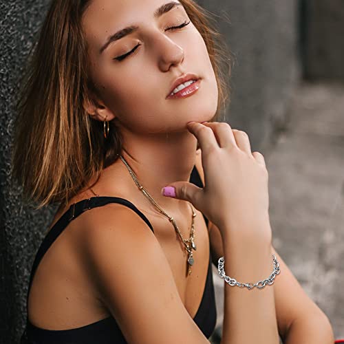 6 Pieces Bracelet Chains with Lobster Claw Clasps Stainless Steel Bracelet Extender Chains Crafts Supplies for DIY Bracelet Anklet Necklace Jewelry Making, 19 cm Long