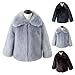 Teen Girls Faux Fur Collared Coat Warm Thick Winter Coat Cozy Plush Outerwear Fall Winter Fashion (Grey, 13-14 Years)