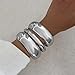 Bowdcvy Chunky Gold Bangle Bracelets for Women Stack Trendy Silver Wide Wrist Statement Cuff Bracelet Arm Cuffs Upper Bangle Fashion Jewelry Gift Accessories (3pcs silver)