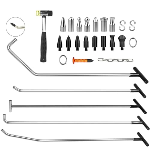 Image of LadyRosian Dent Repair Rods Tools 27PCS Paintless Dent Repair Kits with Stainless Steel Taper Head Tools for Car Auto Body Dents Hail Damage Removal