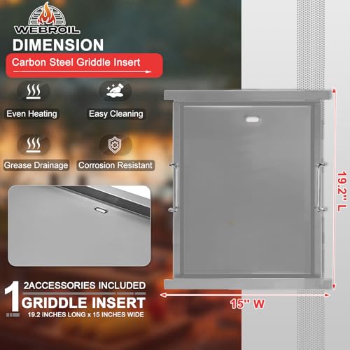 Image of Half Size Griddle Insert for Bull Grill 4 Burner Angus 41628 47628 41629 | 16517 griddle plate for outlaw 30 inch 26039 26038, for bull premium 18248 18249, lion l75000, uncoated metal, even heating