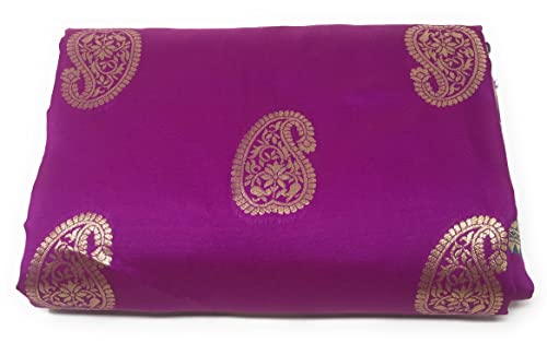 Image of Women Blouse Piece Material Soft Banarasi Brocade Magenta Colour, 1 Meter (Brocade 250 Magenta 2)