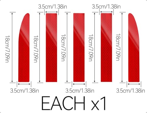 Emezddo 5 Stück Reflektierende Aufkleber,Nachtsichtbarkeit Selbstklebend Reflektorband,Universal Auto Streifen Aufkleber,verwendet für Auto Kofferraum(Rot)
