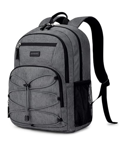 BAGSMART College Laptop Backpack, 15.6 Inch Travel Backpack Airline Approved, 30L Casual Daily Backpack, Lightweight College Bookbag for Women Men, Gray