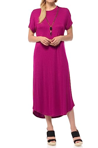 Image of iconic luxe Women's A Line Short Sleeve T Shirt Midi Dress Summer Casual