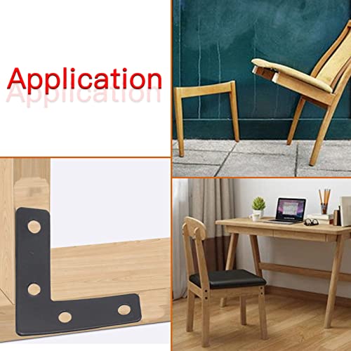 Joyangy 20pcs 2 x 2 Inch Black L Flat Shape Braces Corner Bracket, 50x50 mm Decorative Corner Brackets Mending Plate, Cold Rolled Steel 90 Dgree Angle Bracket for Wood Furniture Fixing - Image 5