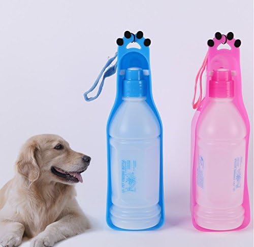 Portable Dog Cat Pet Puppy Drinker Fresh Water Bottle Travel Bowl Mobile Drink (Pink)