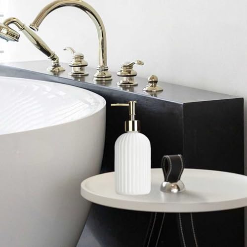 Image of Soap Dispenser 14Oz White Glass Hand Soap Dispenser for Kitchen Countertop