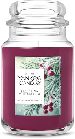 Yankee Candle Sparkling Winterberry, Holiday Scented Candle, 22oz Large Jar with up to 150 Hour Burn Time, Giftable, Holidays