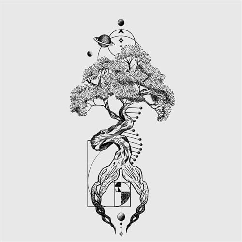 Adesivo per tatuaggio temporaneo a base di erbe Albero della vita, semipermanente, antiriflesso, impermeabile, durata 2 settimane, tatuaggi finti