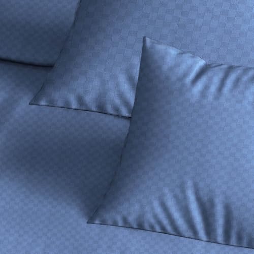 Image of Trance Home Linen 300TC 100% Cotton Jacquard Checks Pillow Covers | Set of 2 Pillow Cases |Standard Size (20 x 30 inch, Med Blue)