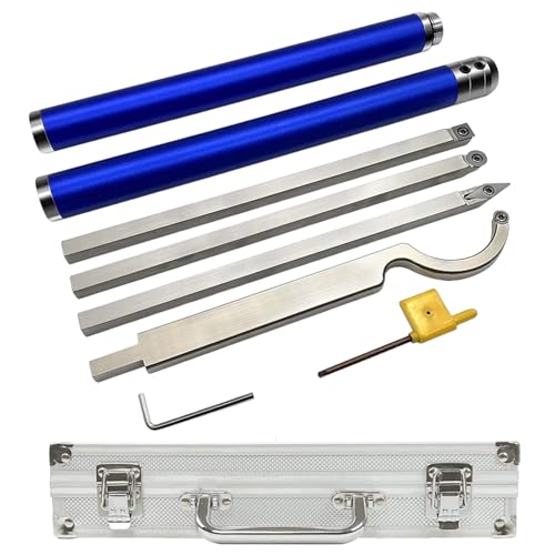 Conseil de carbure Ensemble d'outils de tour à bois, outils en bois pour tour | Outil creux de bruit et accessoires de tour 8 pièces | Poignée en alliage...
