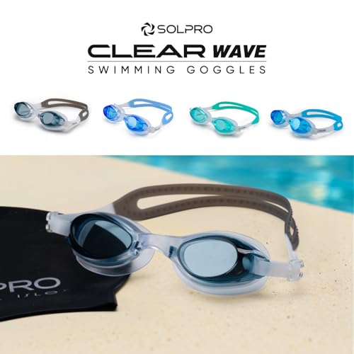 Image of Solpro Clear Wave Unisex Adult Swimming Goggles for Women,Men,Boys,Girls,Teenagers,Athletes,Swimmers For Training,Competition in Swimming Pool,Beach,Water Sport, Park & Activties