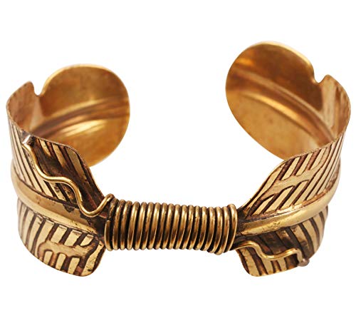 Touchstone Nouveau Indian Bollywood Brass Base Enchanteur Artistique Pétales Décortiqués À La Main Impressionnant Look Léger Bracelet De 1 Pouce dans Ton Or Antique pour Les Femmes.