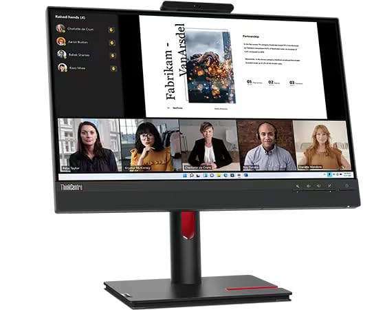 Image of Lenovo ThinkVision TIO22 22 inch FHD IPS Conferencing Monitor Anti-Glare | 4ms Response Time,VESA Mount (100mm),Adjustable Height,Tilt,Swivel,Pivot,HDMI DKZ Hub(12N8GAR1UZ)w /ErgoFlexy Single Mount Arm