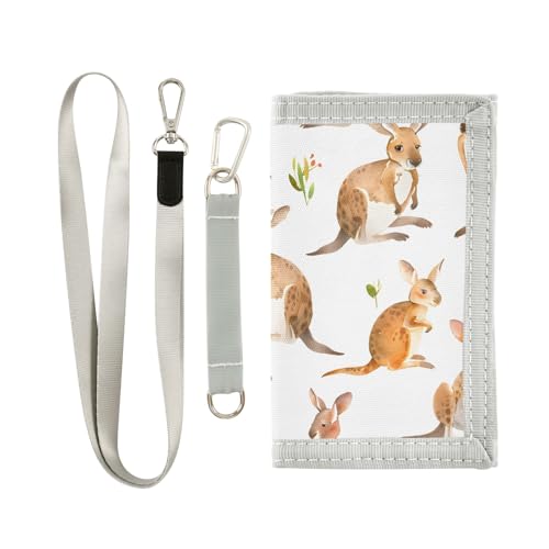 ALAZA Kids Wallets for Boys Girls Toddler Trifold Wallet Children Small Kangaroo Watercolor with Zipper Coin Pocket